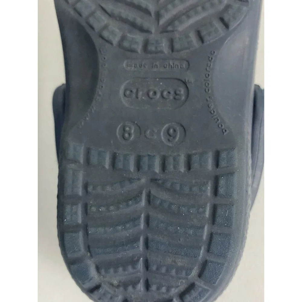 Crocs Navy Thong Flip Flops with Heel Strap Sandal Unisex Child Size 8-9 Slip on